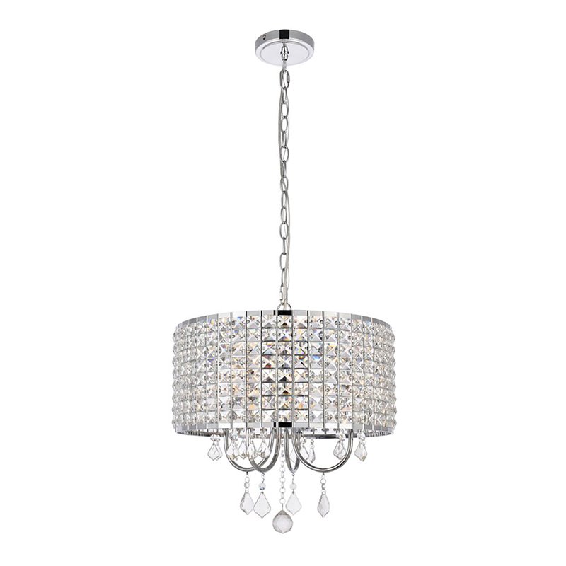 Living District Elise 4-Light Transitional Style Metal Pendant in Chrome
