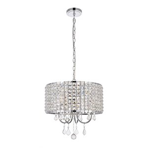 Living District Elise 4-Light Transitional Style Metal Pendant in Chrome