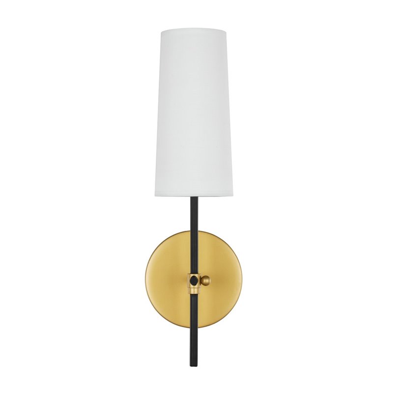 Living District Mel 1-Light Metal & Fabric Wall Sconce in Brass and Black