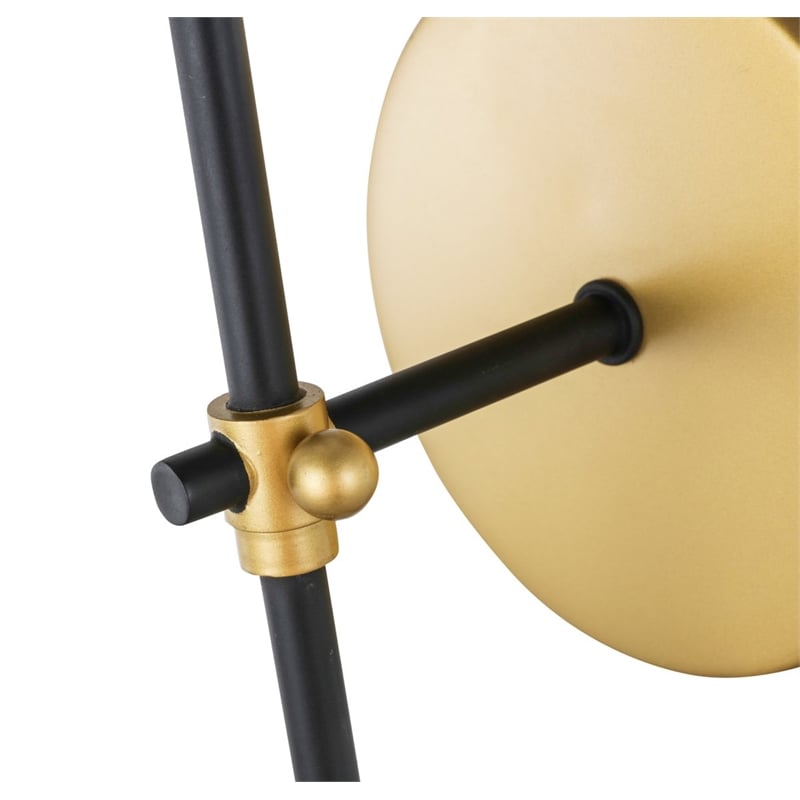 Living District Mel 1-Light Metal & Fabric Wall Sconce in Brass and Black