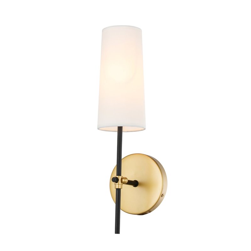 Living District Mel 1-Light Metal & Fabric Wall Sconce in Brass and Black