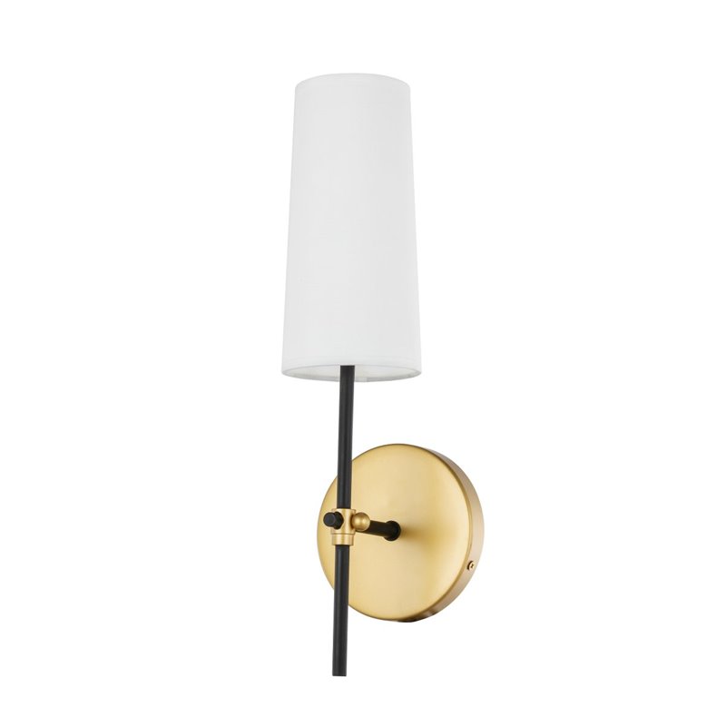 Living District Mel 1-Light Metal & Fabric Wall Sconce in Brass and Black