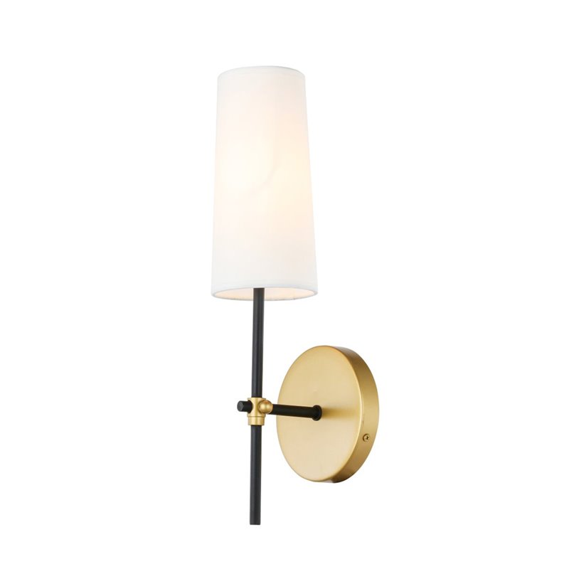 Living District Mel 1-Light Metal & Fabric Wall Sconce in Brass and Black