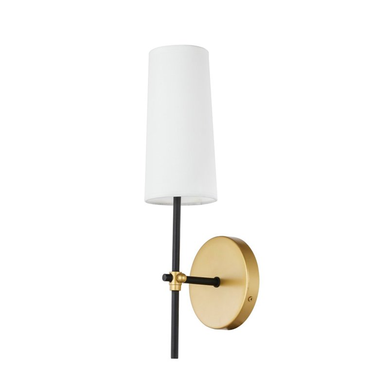Living District Mel 1-Light Metal & Fabric Wall Sconce in Brass and Black