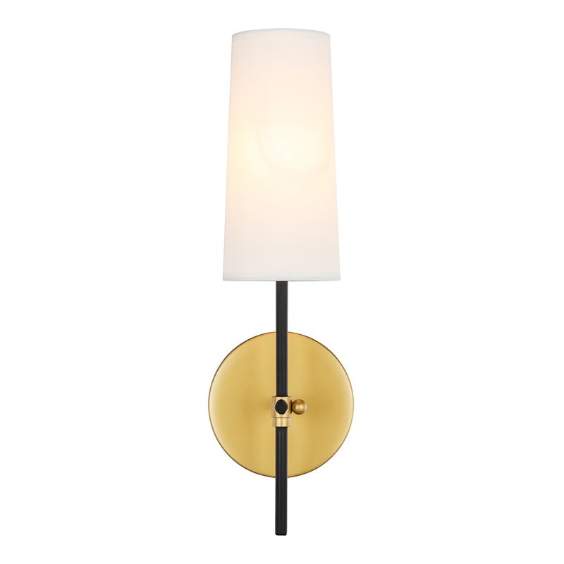 Living District Mel 1-Light Metal & Fabric Wall Sconce in Brass and Black