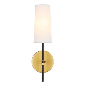 Living District Mel 1-Light Metal & Fabric Wall Sconce in Brass and Black