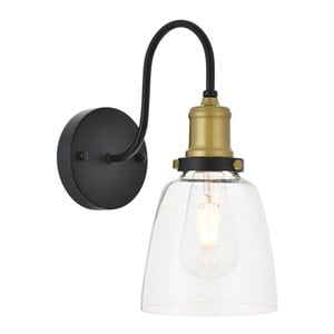 Living District Felicity 1-Light Metal Wall Sconce in Brass and Black