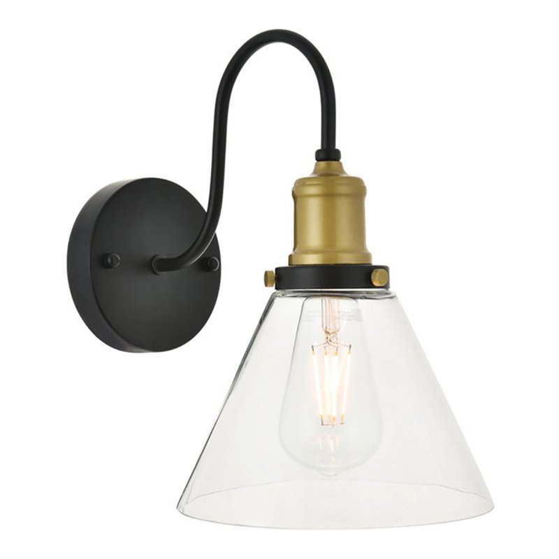 Living District Histoire 1-Light Metal Wall Sconce in Brass and Black