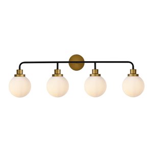 Living District Hanson 4-Light Metal Bath Sconce in Black and Brass