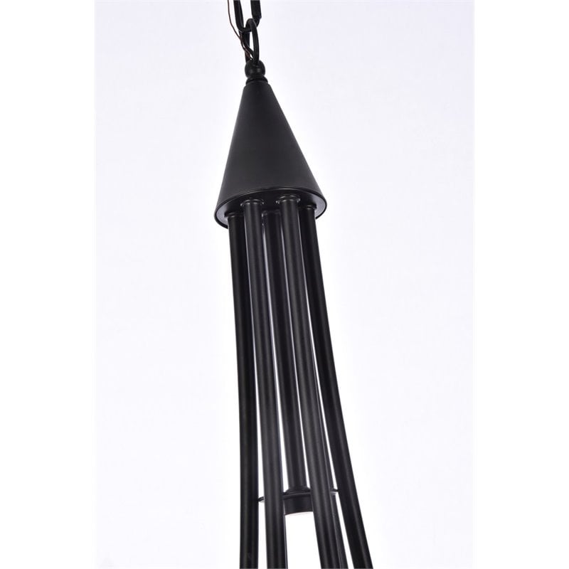 Living District Cohen 6-Light Mid-Century Metal Pendant in Black