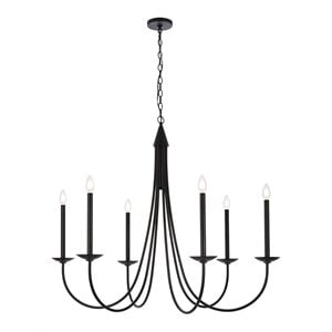 Living District Cohen 6-Light Mid-Century Metal Pendant in Black