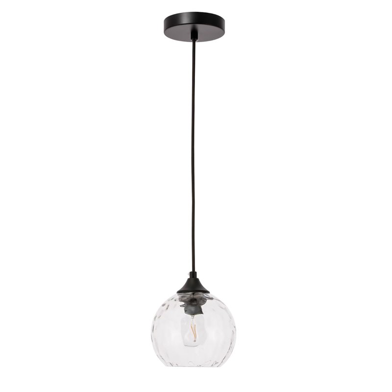 Living District Cashel 1-Light Metal and Glass Pendant in Black/Clear