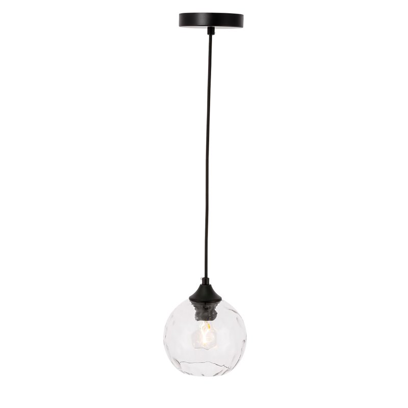 Living District Cashel 1-Light Metal and Glass Pendant in Black/Clear