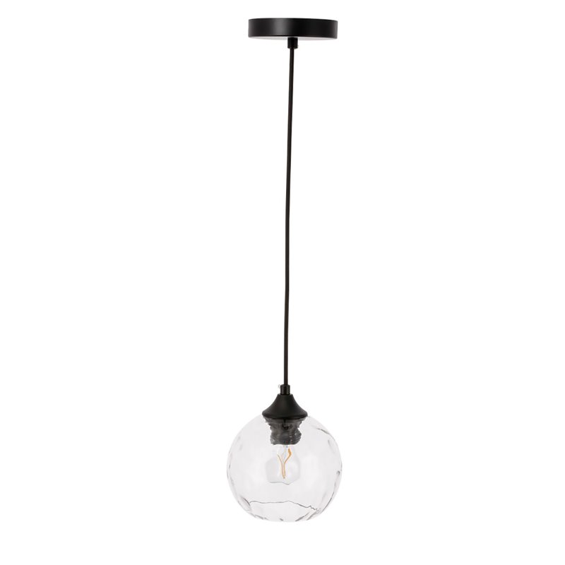 Living District Cashel 1-Light Metal and Glass Pendant in Black/Clear