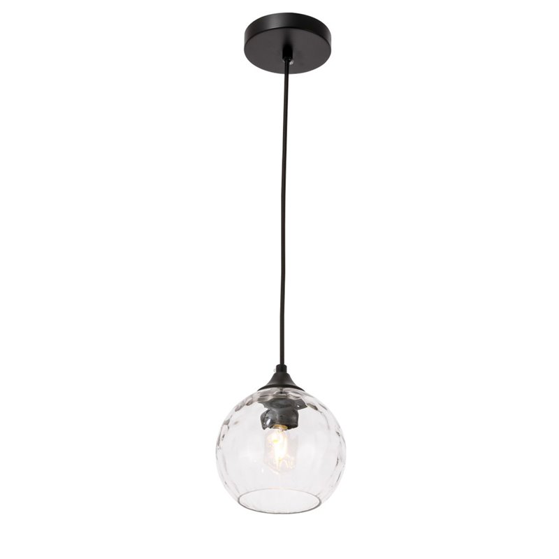 Living District Cashel 1-Light Metal and Glass Pendant in Black/Clear
