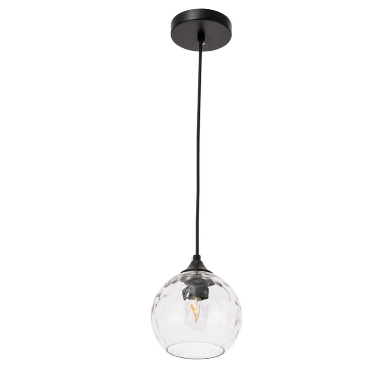 Living District Cashel 1-Light Metal and Glass Pendant in Black/Clear