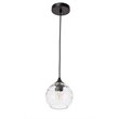Living District Cashel 1-Light Metal and Glass Pendant in Black/Clear