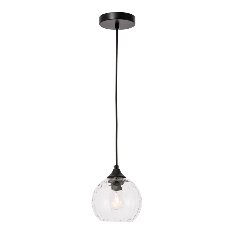 Living District Cashel 1-Light Metal and Glass Pendant in Black/Clear