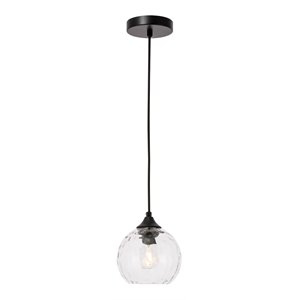 Living District Cashel 1-Light Metal and Glass Pendant in Black/Clear