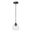 Living District Cashel 1-Light Metal and Glass Pendant in Black/Clear