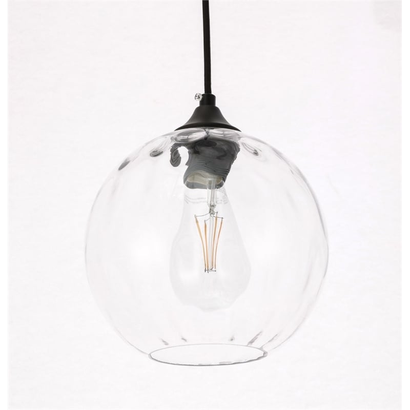 Living District Cashel 1-Light Metal & Glass Pendant in Black/Clear