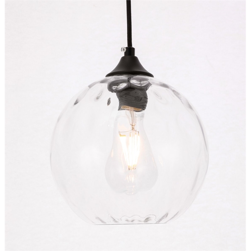 Living District Cashel 1-Light Metal & Glass Pendant in Black/Clear