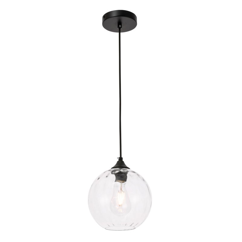 Living District Cashel 1-Light Metal & Glass Pendant in Black/Clear