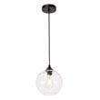 Living District Cashel 1-Light Metal & Glass Pendant in Black/Clear
