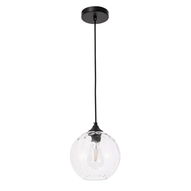 Living District Cashel 1-Light Metal & Glass Pendant in Black/Clear