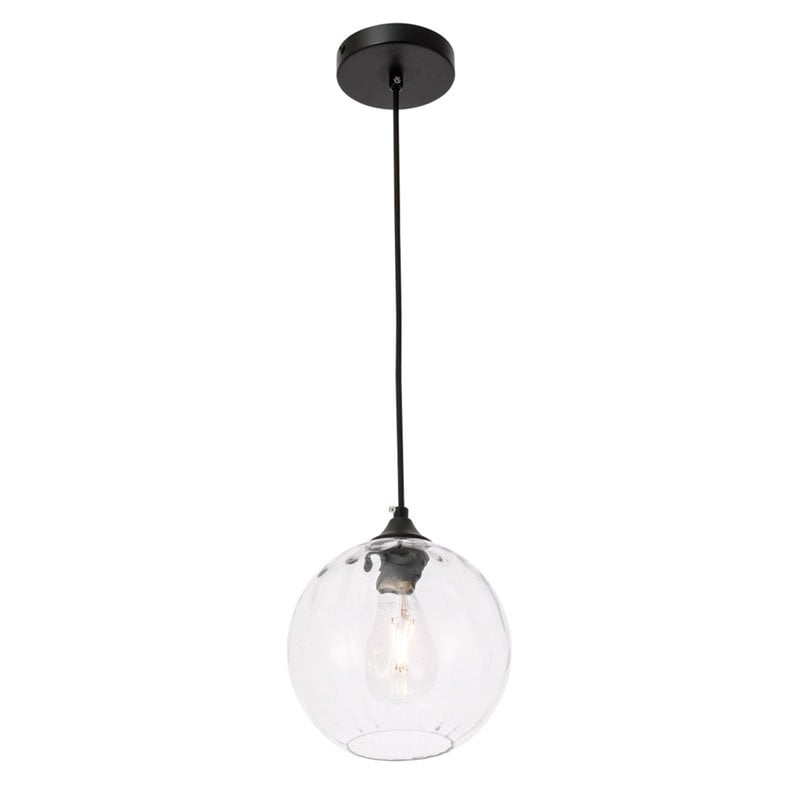 Living District Cashel 1-Light Metal & Glass Pendant in Black/Clear