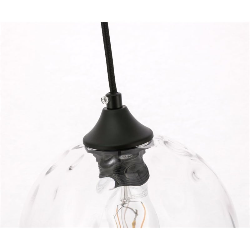 Living District Cashel 1-Light Metal & Glass Pendant in Black/Clear