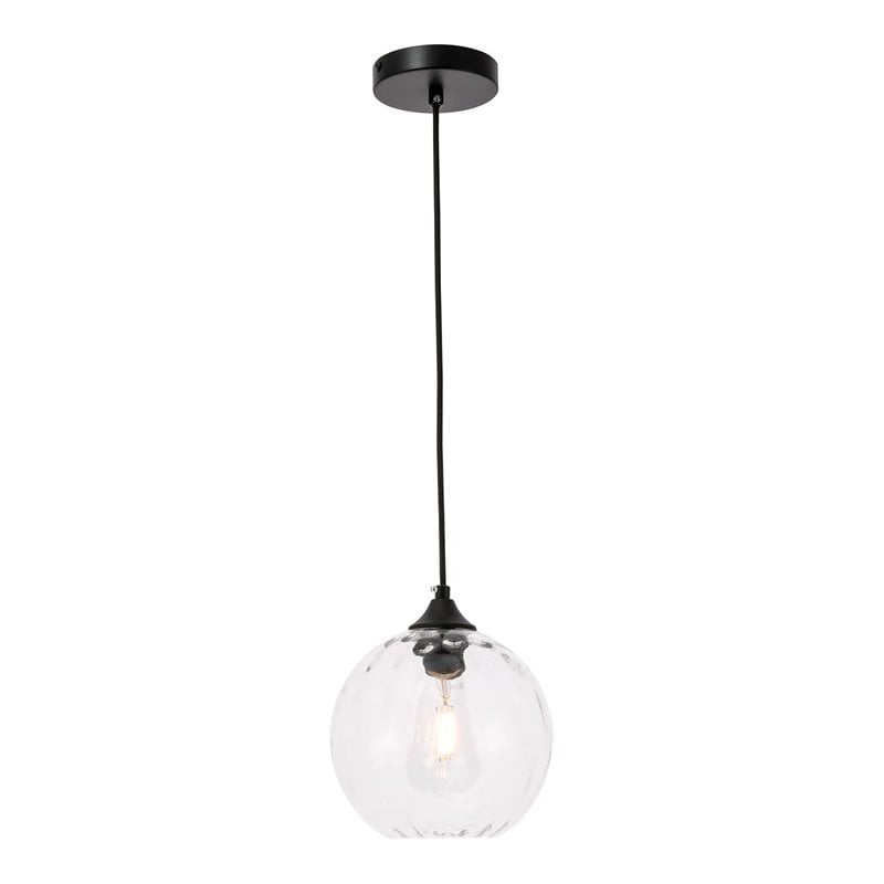 Living District Cashel 1-Light Metal & Glass Pendant in Black/Clear