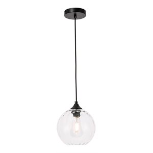 Living District Cashel 1-Light Metal & Glass Pendant in Black/Clear
