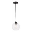 Living District Cashel 1-Light Metal & Glass Pendant in Black/Clear