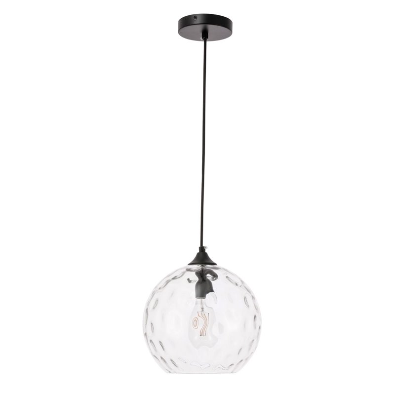 Living District Cashel 1-Light Metal and Glass Pendant in Black and Clear