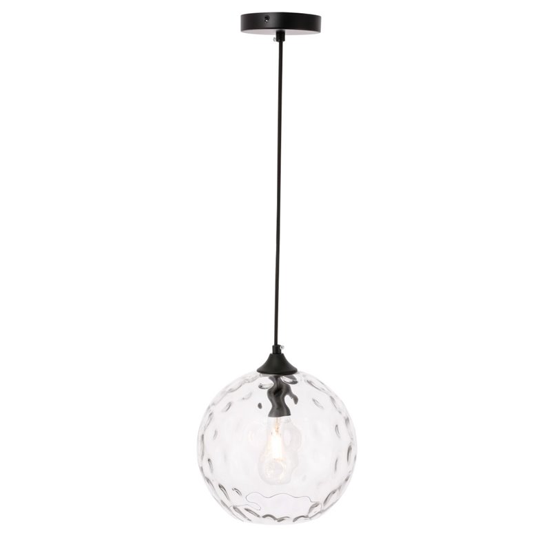 Living District Cashel 1-Light Metal and Glass Pendant in Black and Clear