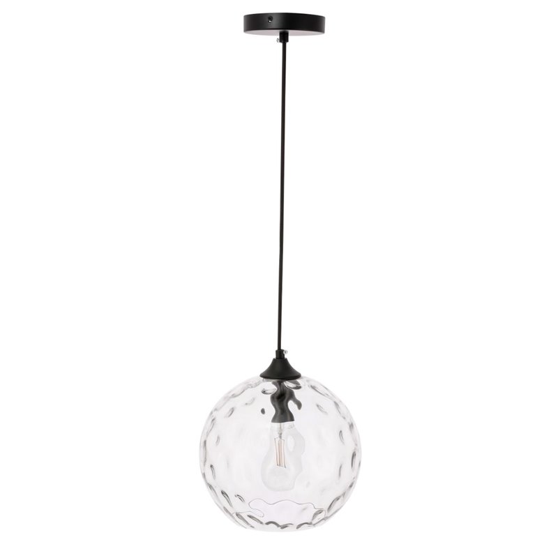 Living District Cashel 1-Light Metal and Glass Pendant in Black and Clear