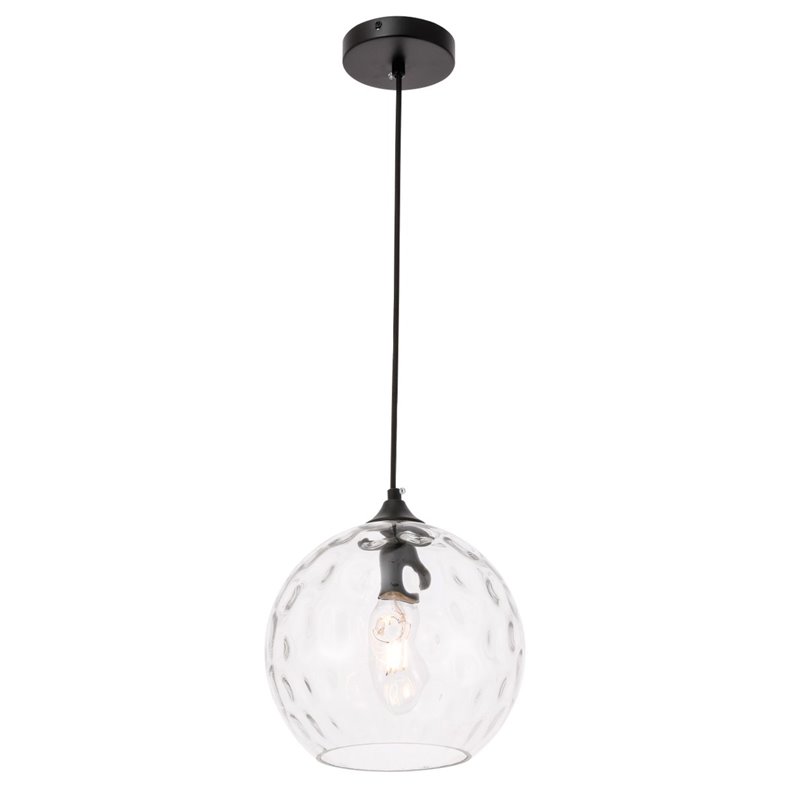 Living District Cashel 1-Light Metal and Glass Pendant in Black and Clear