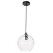 Living District Cashel 1-Light Metal and Glass Pendant in Black and Clear