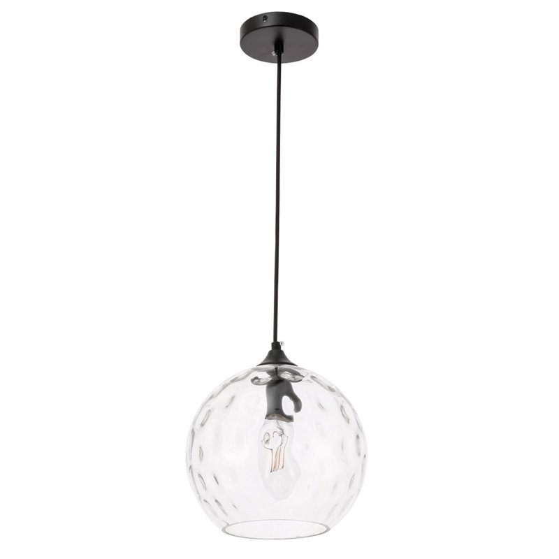 Living District Cashel 1-Light Metal and Glass Pendant in Black and Clear