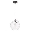 Living District Cashel 1-Light Metal and Glass Pendant in Black and Clear