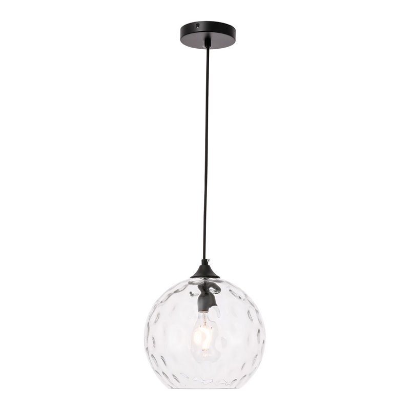 Living District Cashel 1-Light Metal and Glass Pendant in Black and Clear