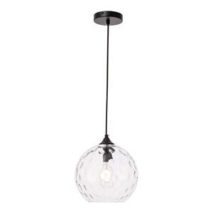 Living District Cashel 1-Light Metal and Glass Pendant in Black and Clear