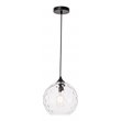 Living District Cashel 1-Light Metal and Glass Pendant in Black and Clear