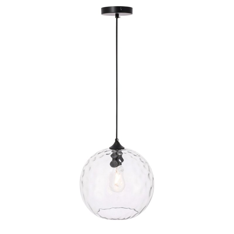 Living District Gibson 1-Light Metal and Glass Pendant in Black and Clear Finish