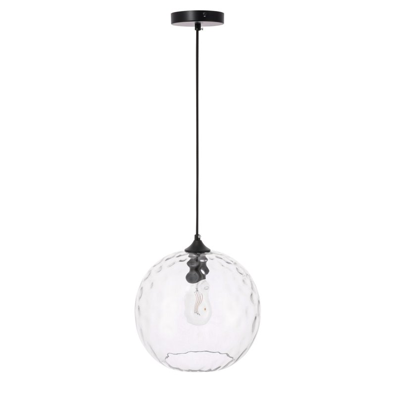 Living District Gibson 1-Light Metal and Glass Pendant in Black and Clear Finish