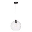 Living District Gibson 1-Light Metal and Glass Pendant in Black and Clear Finish