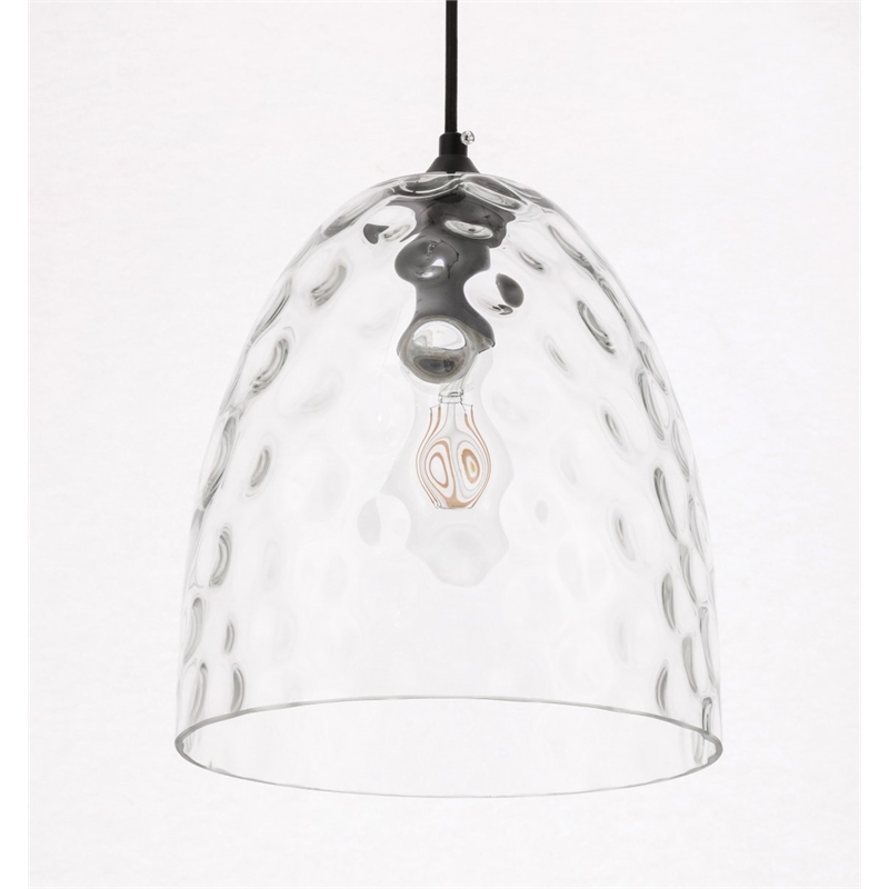Living District Gibson 1-Light Metal & Glass Pendant in Black/Clear