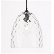 Living District Gibson 1-Light Metal & Glass Pendant in Black/Clear