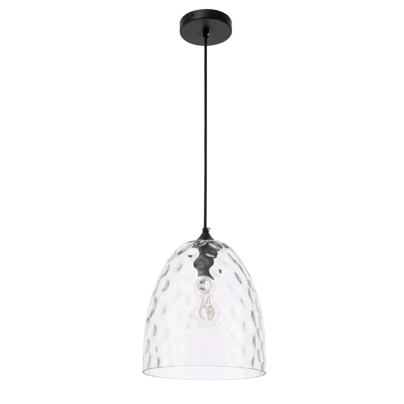 Living District Gibson 1-Light Metal & Glass Pendant in Black/Clear